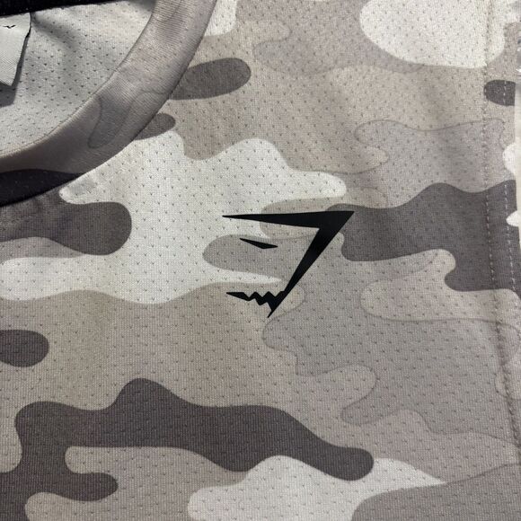 Gymshark Arrival Sleeveless T Shirt Men's Small Gray Camo Muscle Fitness Gym - Picture 6 of 16